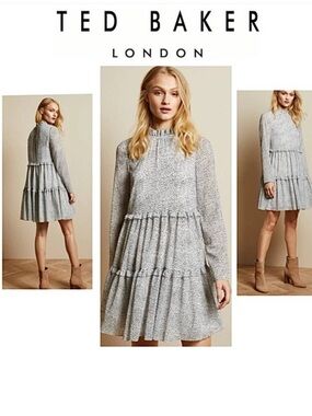 Ted Baker London Phenia Spotted Long Sleeve Tiered Mini Dress-1